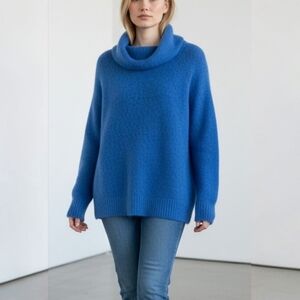 LOFT Teal Cowl Neck Sweater XS Blue Knit Business Casual Minimalist